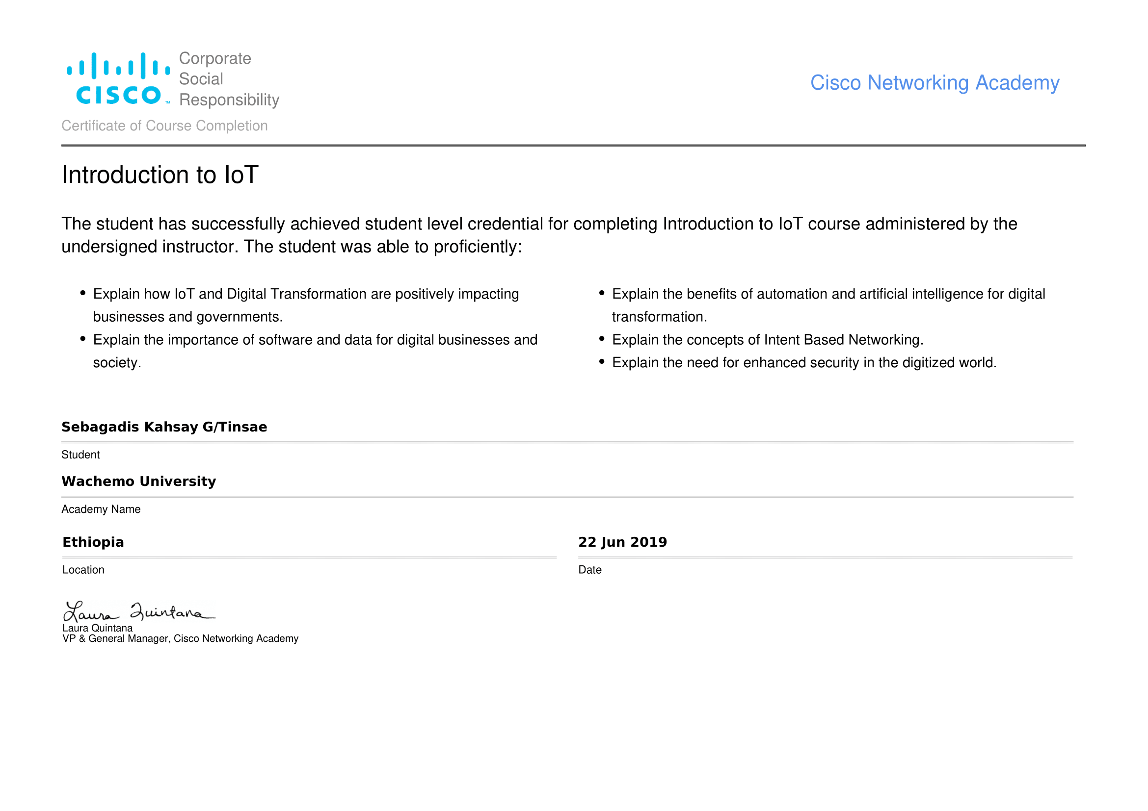 CCNA Certificate